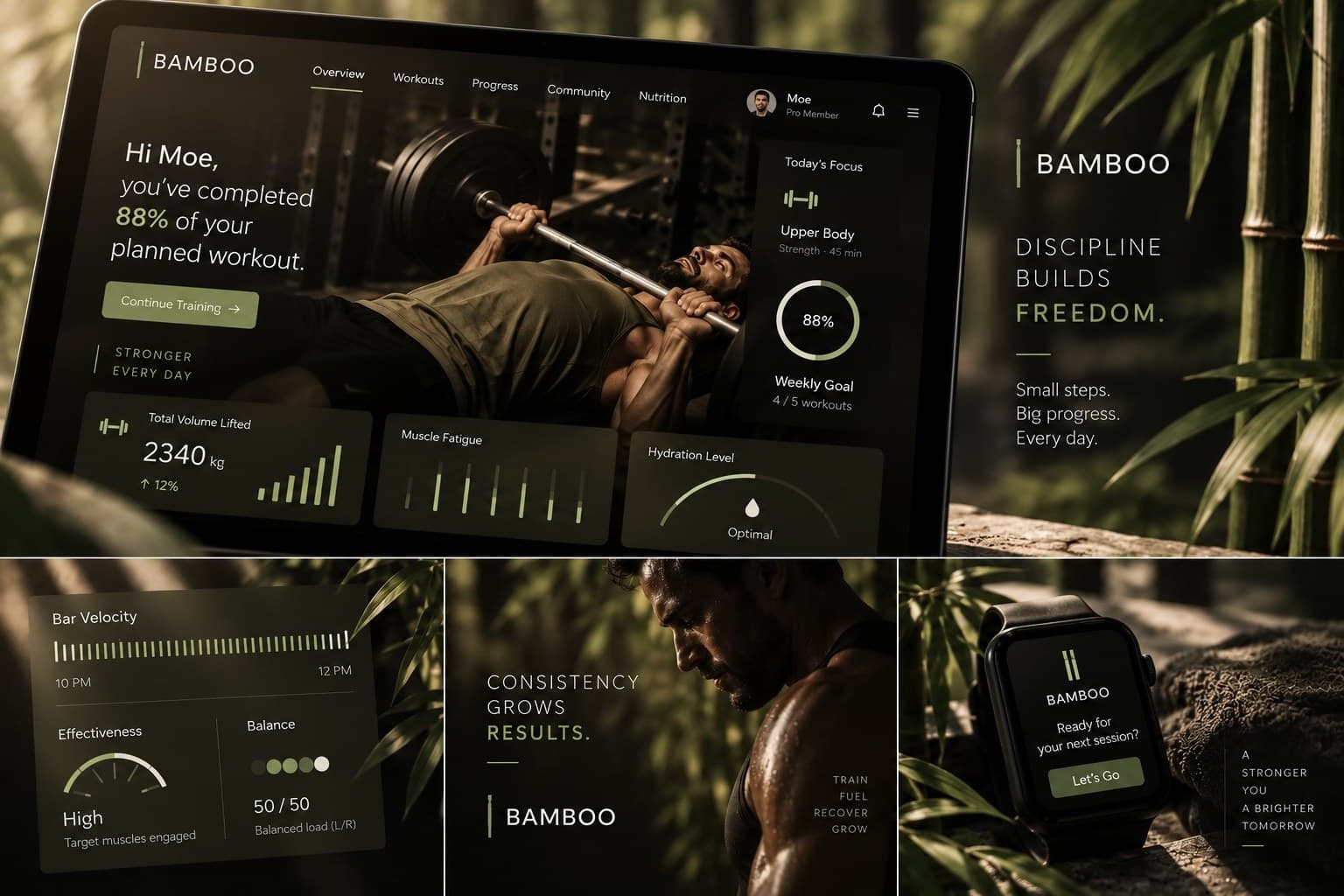 Bamboo shown on a tablet, a phone and a watch